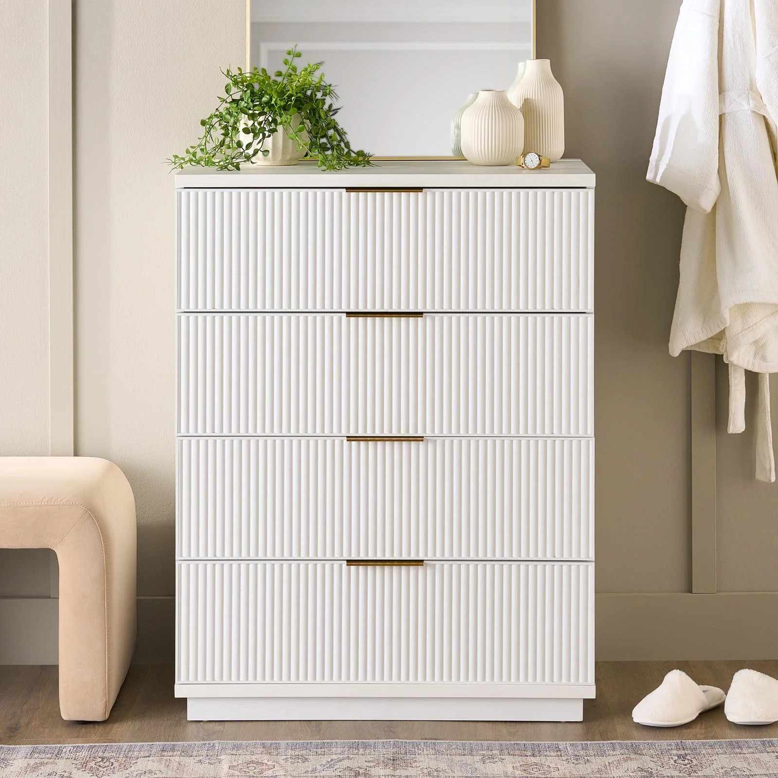 Better Homes & Gardens Lillian Fluted 4-Drawer Dresser, White Finish - Walmart.com | Walmart (US)