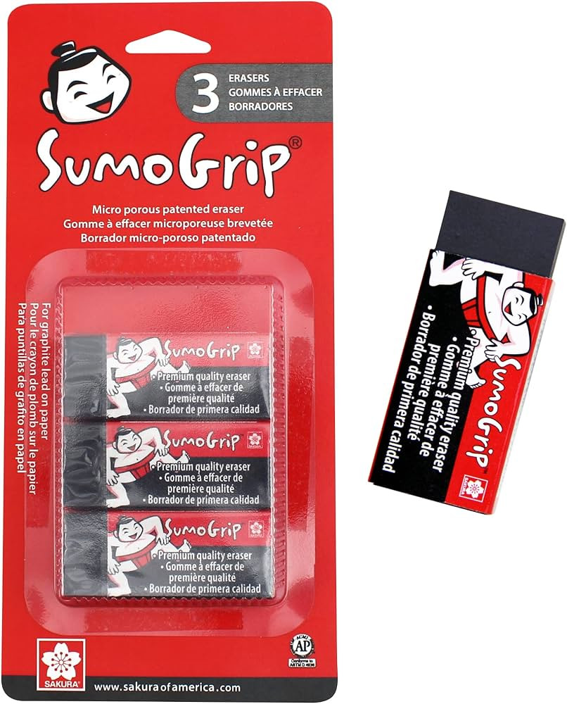 Sakura SumoGrip Block Eraser - Microporous Erasers for School, Drawing, and Writing - Black Color... | Amazon (US)