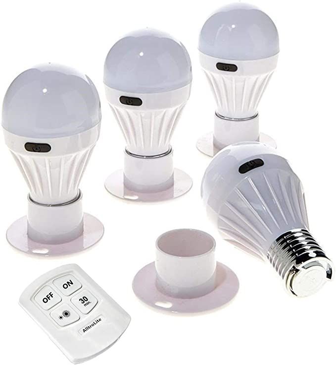 AlltroLite 4 Pack Bulb Portable Wireless COB LED Light Bulb, Battery Operated LED Night Lights, C... | Amazon (US)