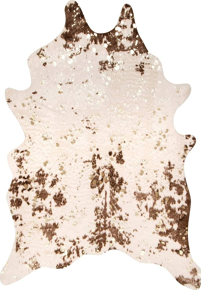 nuLOOM Iraida Contemporary Faux Cowhide Area Rug, Shaped 4x5, Brown | Amazon (US)