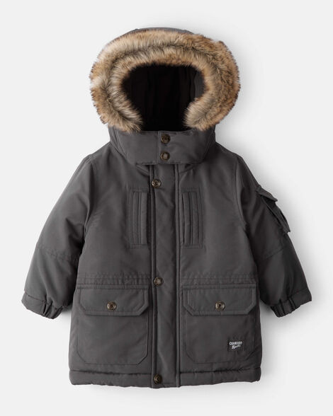 Baby Boy Hooded Heavyweight Winter Jacket - Grey | Carter's Inc