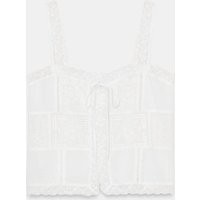 Zara - Embroidered Strap Top - Oyster-White - Xxl - Woman | Zara US