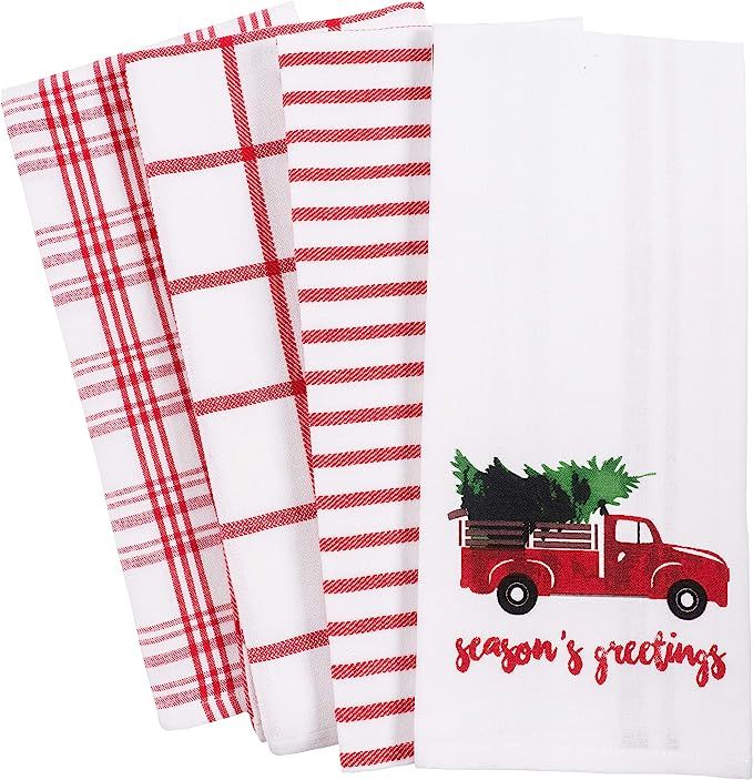 KAF Home Pantry Kitchen Holiday Dish Towel Set of 4, 100-Percent Cotton, 18 x 28-inch (Vintage Re... | Amazon (US)