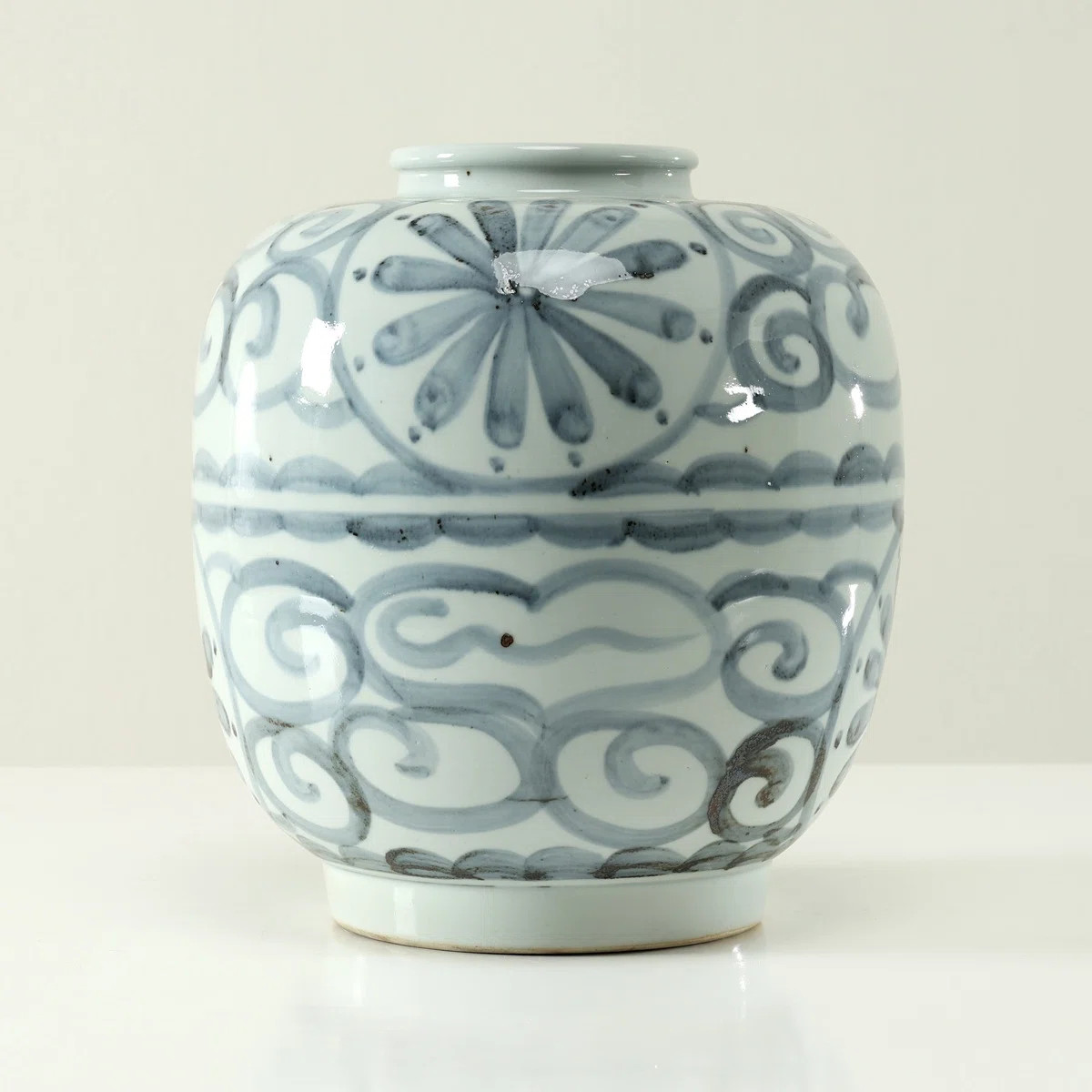 Approx. 12 Inches Subtle Blue and White Vase with Floral Motif | Wayfair North America