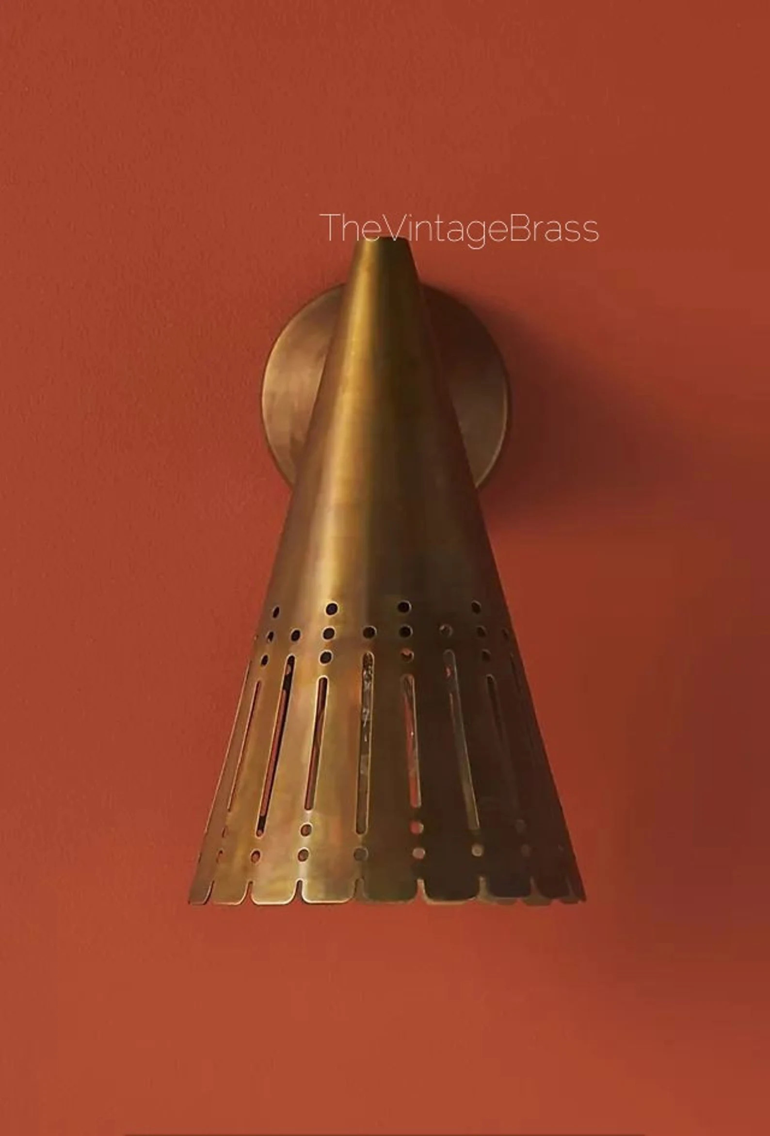 1950's Mid Century Raw Matte Brass Antique Cone Etched - Etsy | Etsy (US)