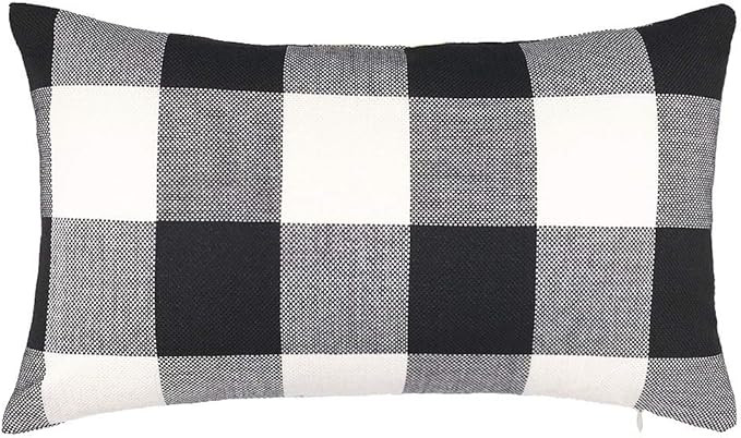 4TH Emotion 12 x 20 Inch Black and White Buffalo Check Plaids Lumbar Throw Pillow Case Cushion Co... | Amazon (US)