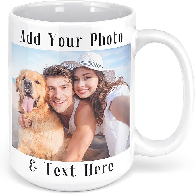 Custom Photo Coffee Mug, 11 - 15 oz. Personalized Mug w/ Picture, Text, Name - Gifts for Boyfrien... | Amazon (US)