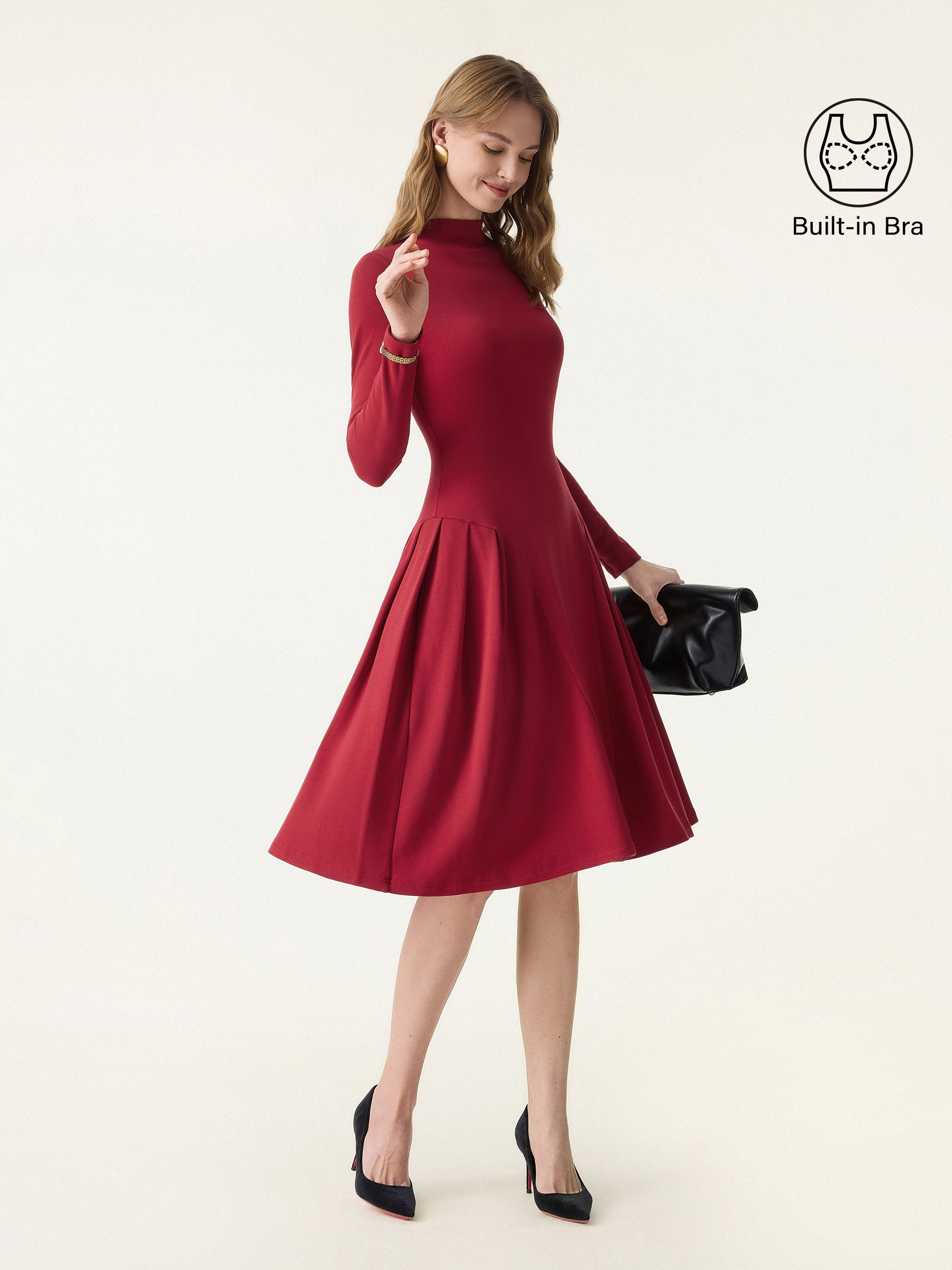 MaxWarm Mockneck Knee Length Brami Dress | OGLmove