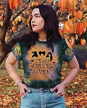 Amazon.com: Zero Amucks Given T Shirt Women Halloween Shirt Funny Sanderson Sisters Print Graphic... | Amazon (US)