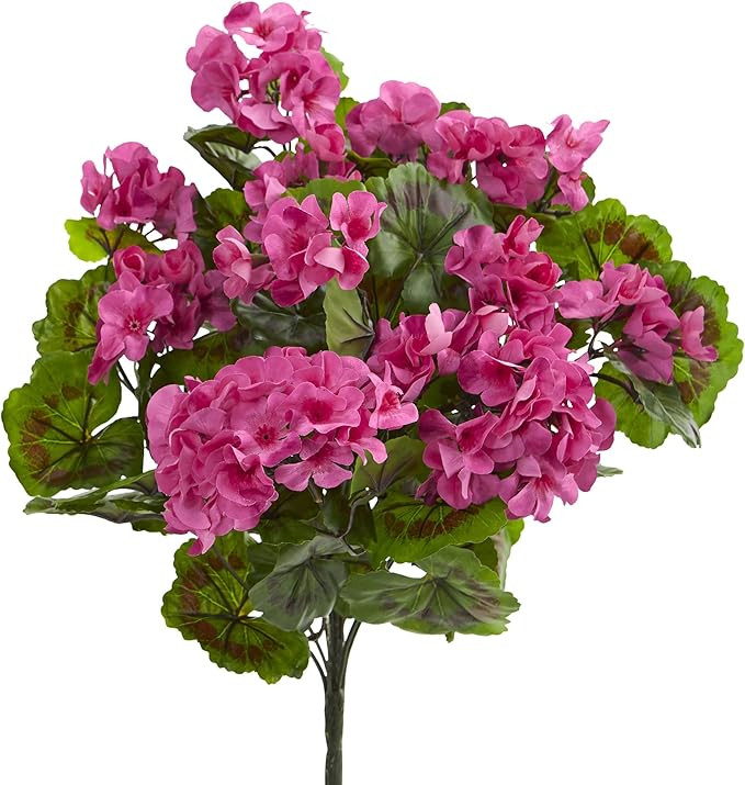 Nearly Natural Geranium Artificial Bush, UV Resistant, Set of 3 (Indoor/Outdoor) | Amazon (US)