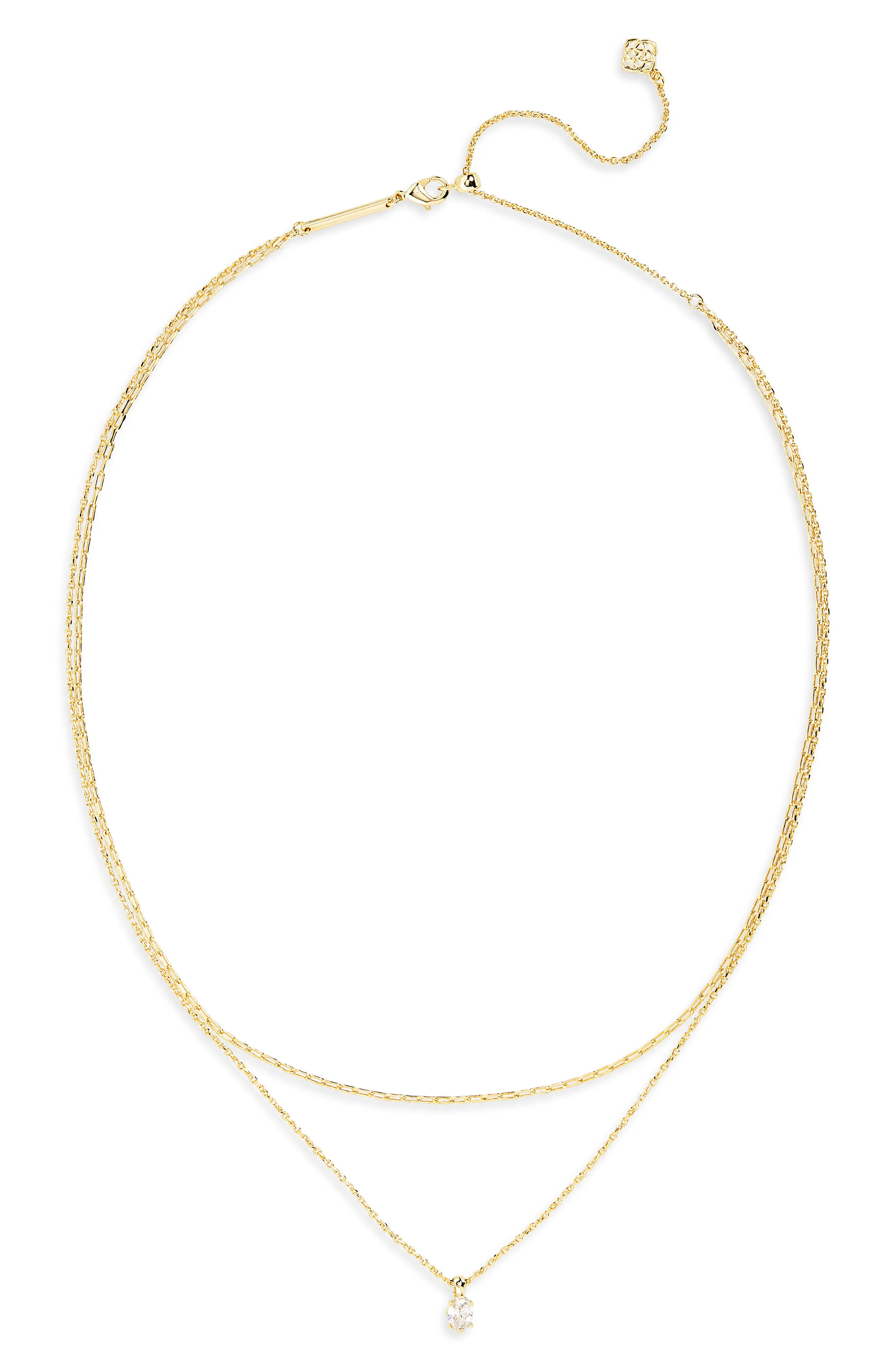 Kendra Scott Cailin Layered Necklace in Gold White Crystal at Nordstrom | Nordstrom