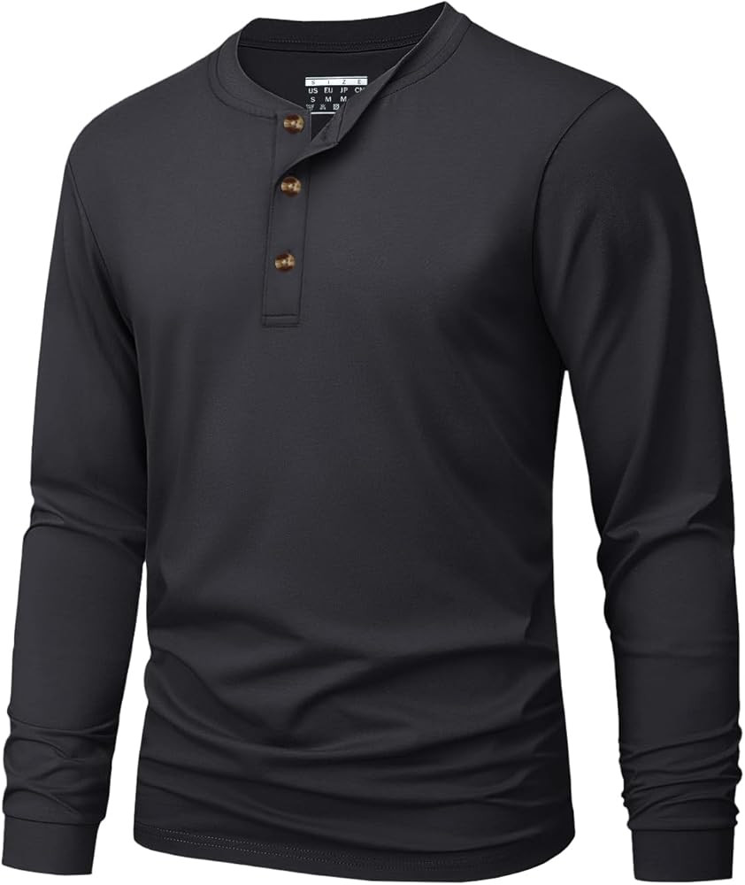 MAGNIVIT Men's Long Sleeve Henley Shirts Cotton 3-Button Spring Casual T-Shirts Solid Color Soft Basic Tops 2026 | Amazon (US)