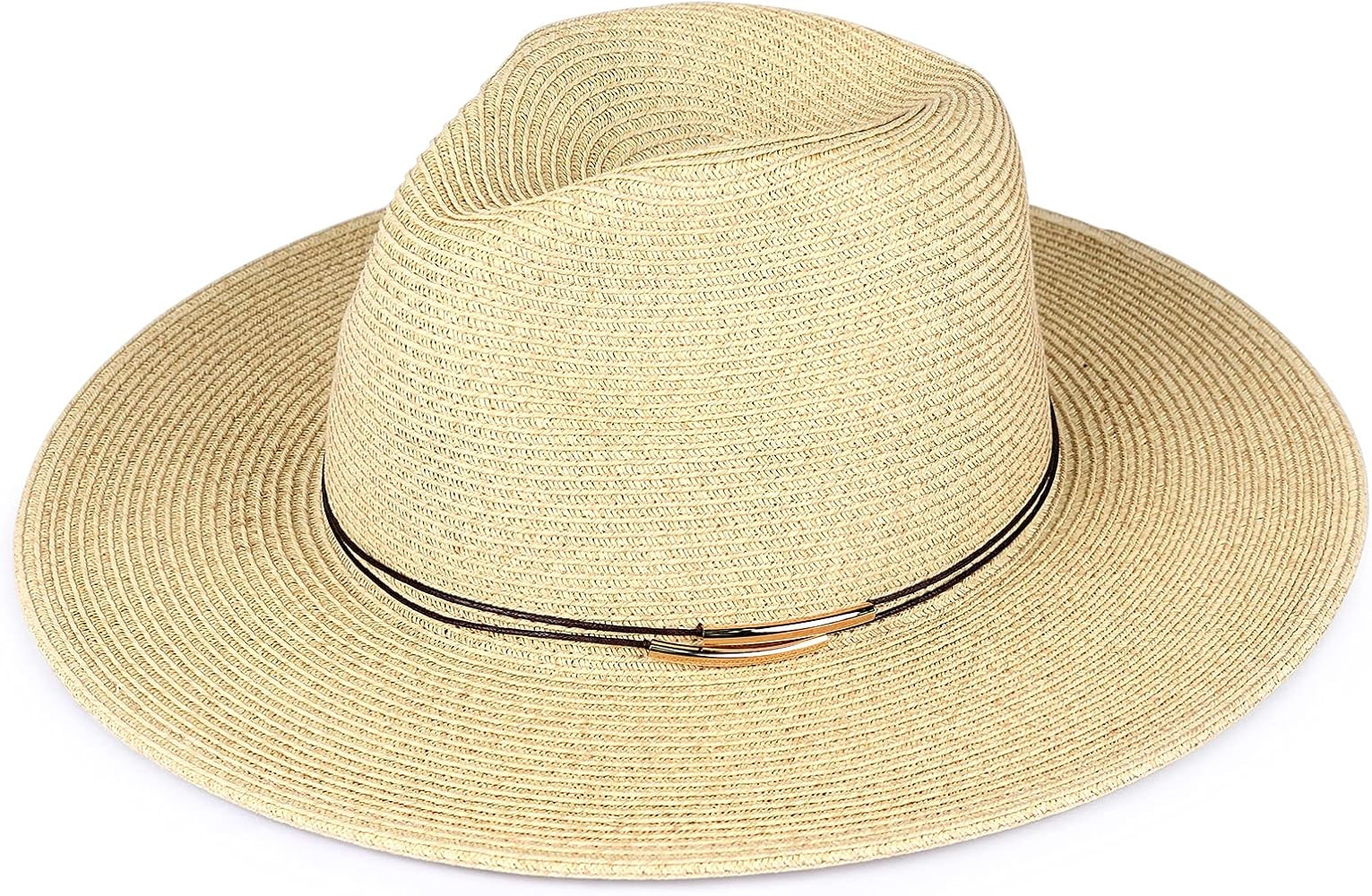 FURTALK Panama Hat Sun Hats for Women Men Wide Brim Fedora Straw Beach Hat UV UPF 50 | Amazon (US)