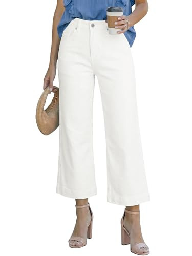 SANMM Jeans for Women High Waisted Wide Leg Flare Jean Cropped Denim Pants Stretchy with Pockets | Amazon (US)