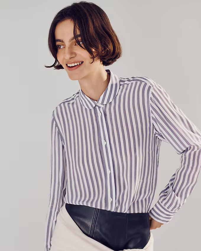 Jules classic-fit shirt in striped crepe de chine | J. Crew US
