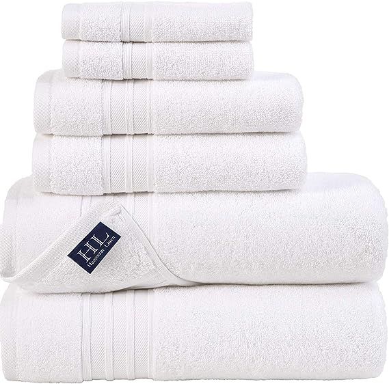 Hammam Linen 100% Cotton Towels Soft and Absorbent, Premium Quality (White, Bath Towel Set 6 Piec... | Amazon (US)