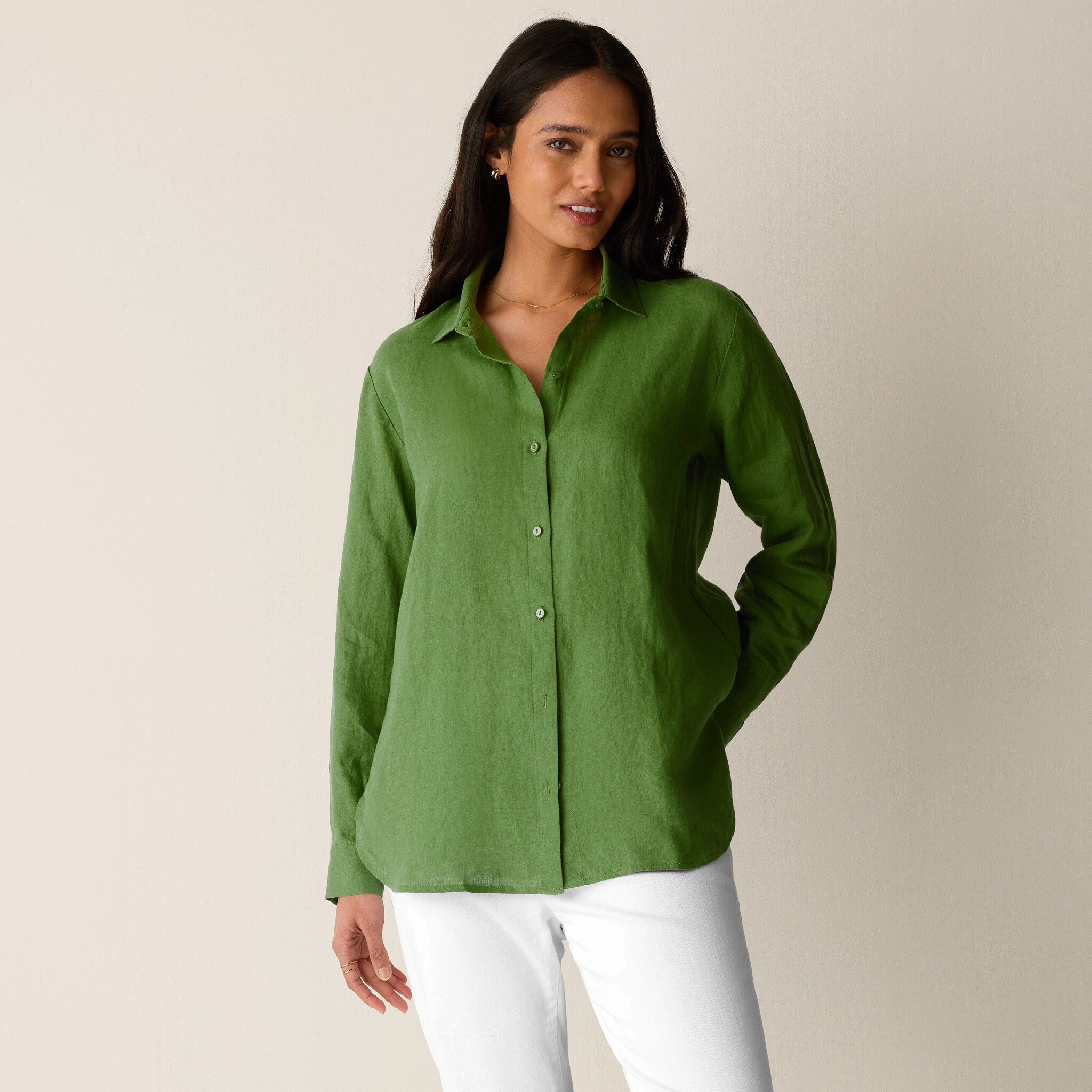 Organic Handkerchief Linen Classic Collar Shirt | Eileen Fisher