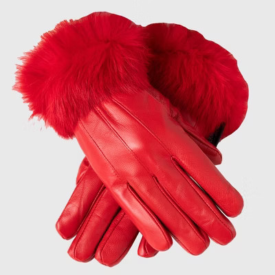 Alpine Swiss Womens Leather Dressy Gloves Faux Fur Trim Cuff Thermal Lining Red 2XL | Target