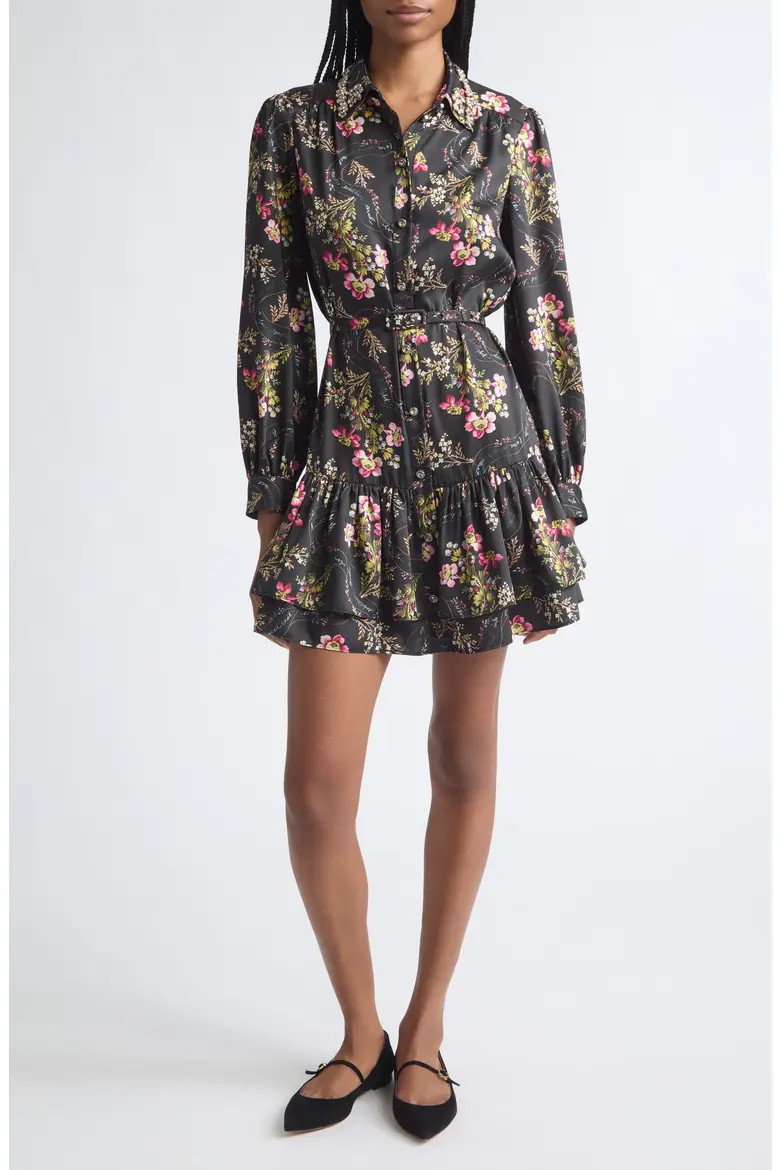 Cinq à Sept Love Letter Emilienne Embellished Floral Minidress in Black Multi at Nordstrom, Size 10 | Nordstrom