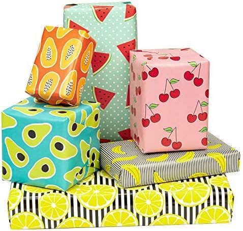 MAYPLUSS Wrapping Paper Large Sheet - Folded Flat - 6 Different Fruit Design (45.2 sq ft.ttl) - 27.5 | Amazon (US)