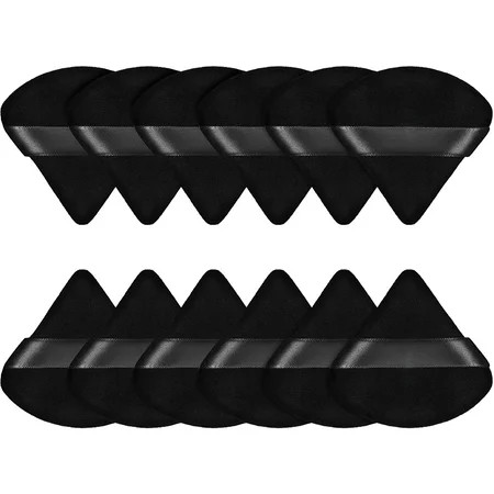 Makeup Puff 12 Pieces Triangle Makeup Powder Puffs for Compact Cosmetic Foundation Sponge Mineral Powder Wet Dry Makeup Tool Black | Walmart (US)
