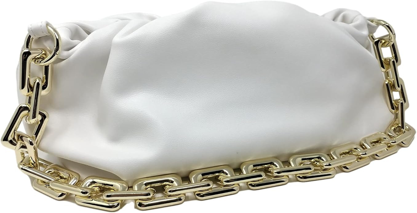 Women's Chain Pouch Bag | Cloud-Shaped Dumpling Clutch Purse | Ruched Chain Link Shoulder Handbag | Amazon (US)