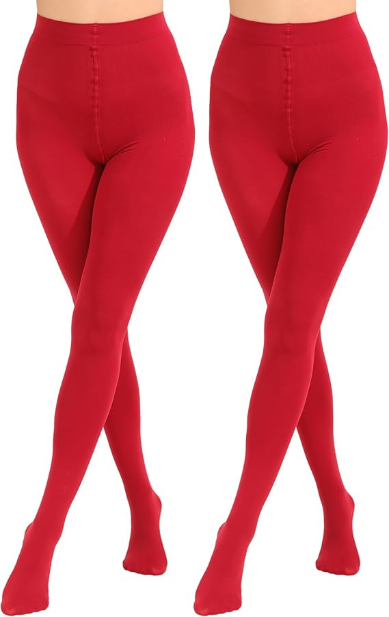 2 Pairs Women's Solid Color Tights 80D, Soft Opaque Microfiber Tights | Amazon (US)