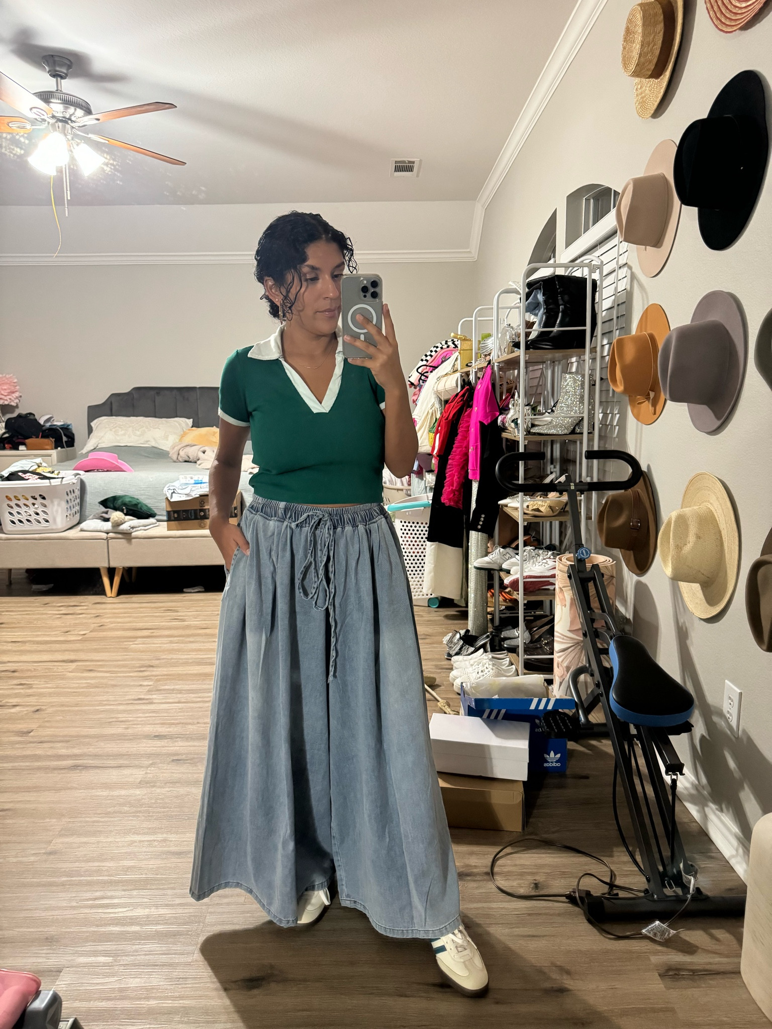 Tonight’s outfit for the school football game!
#casual #sambas #fall #fallstyle #widelegpants #denim 

#LTKSeasonal #LTKFindsUnder100 #LTKShoeCrush