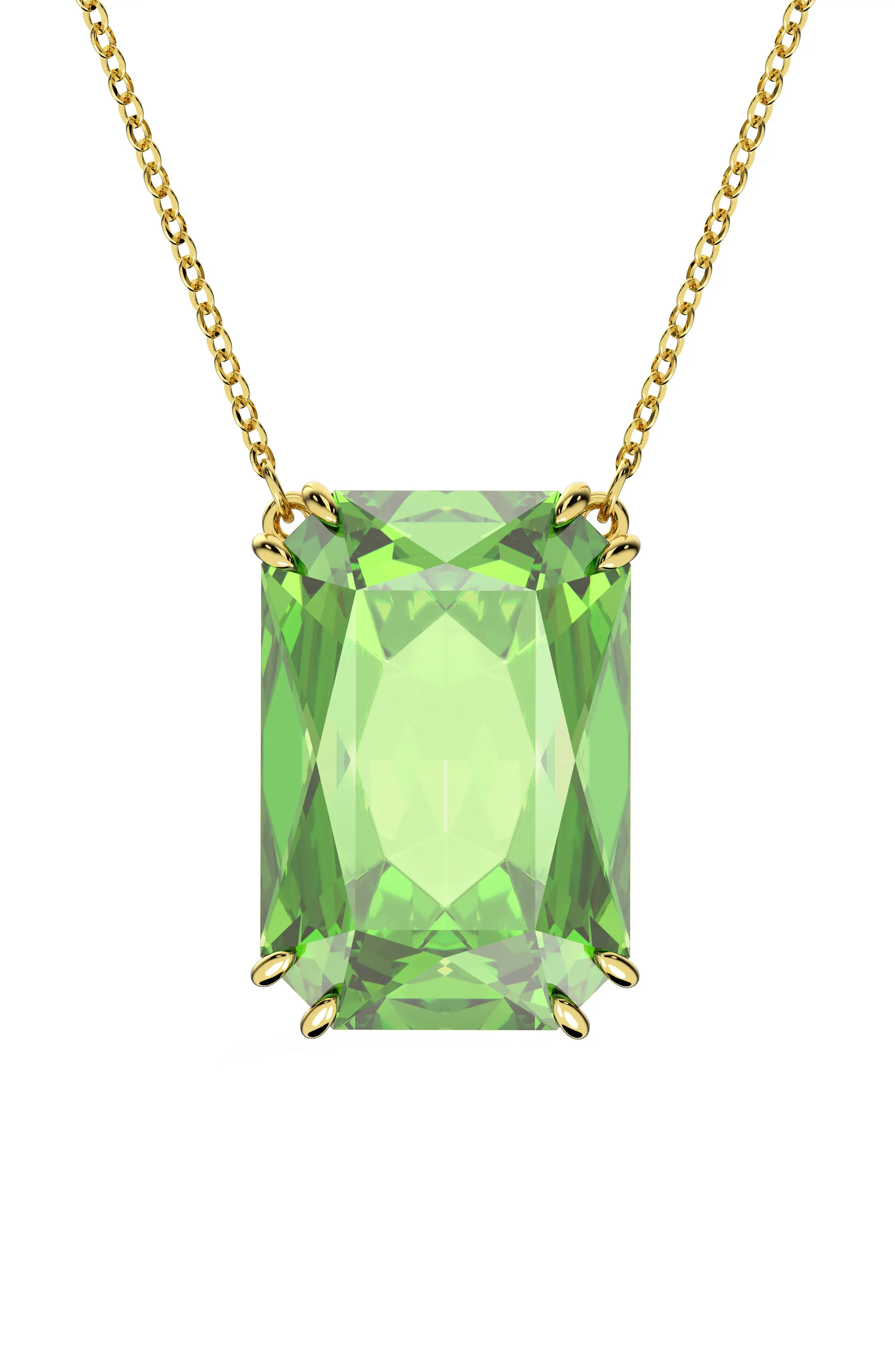 Swarovski Millenia Octagon Crystal Pendant Necklace in Green at Nordstrom | Nordstrom