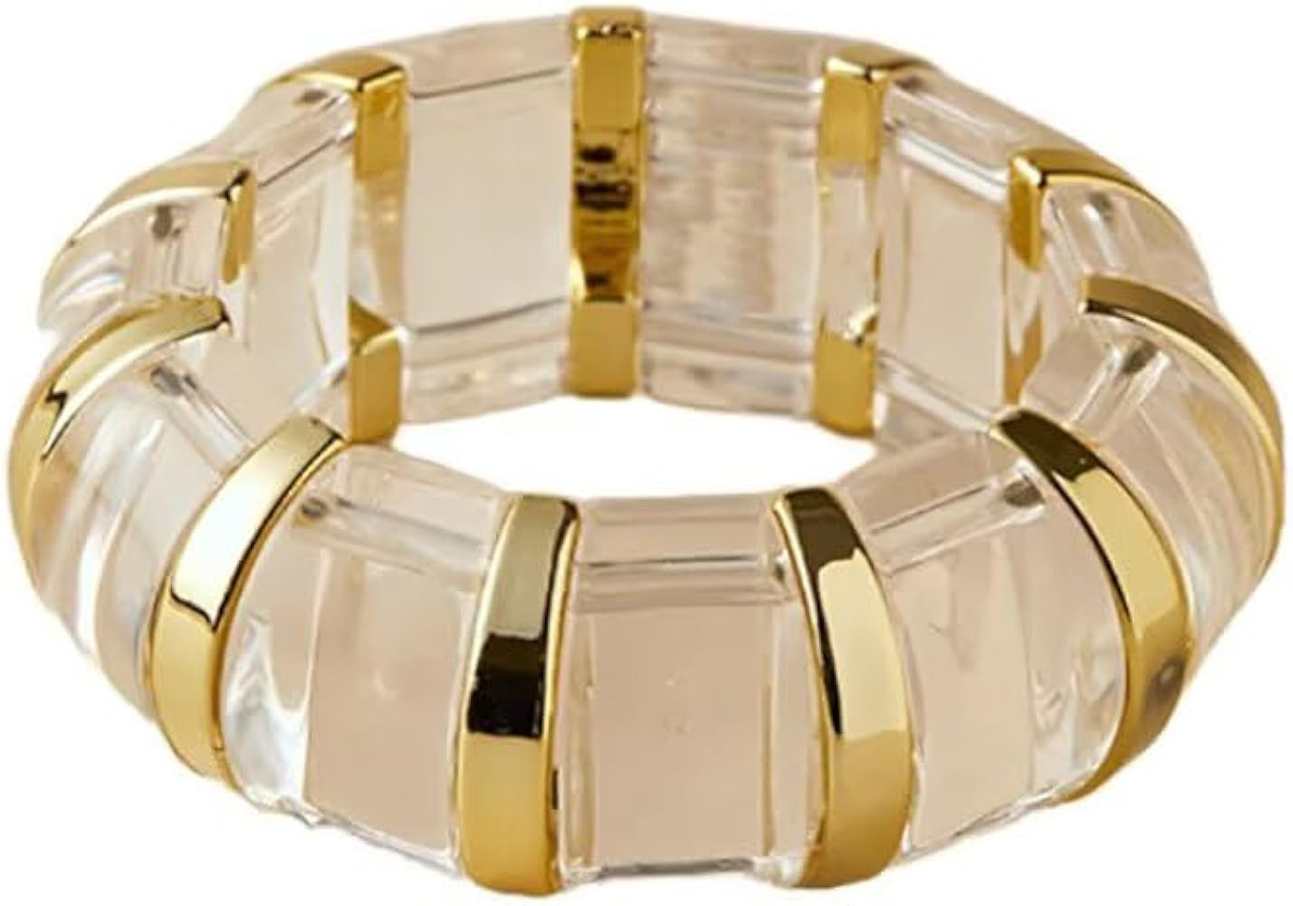 Chunky Bangle Bracelets for Women Colorful Acrylic Irregular Geometric Resin Stretch Bracelet Wid... | Amazon (US)