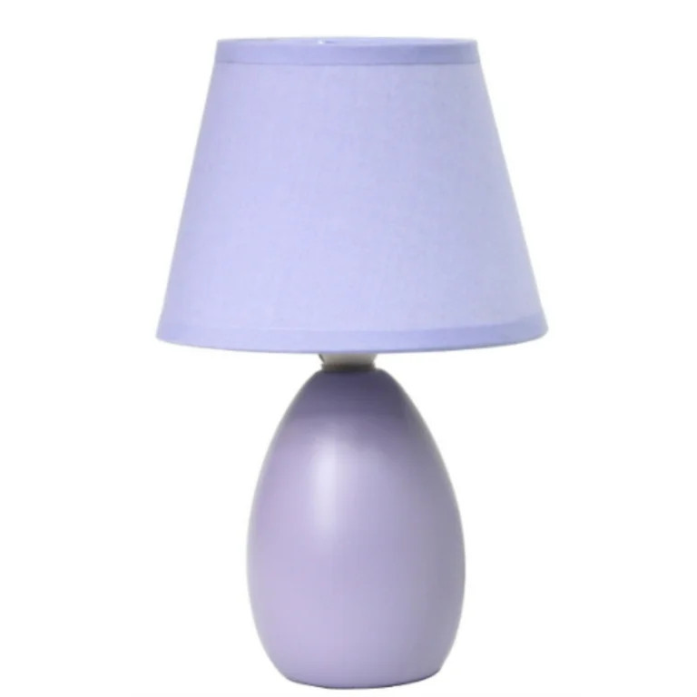 Simple Designs Ivory Mini Egg Oval Ceramic Table Lamp, Purple | Walmart (US)