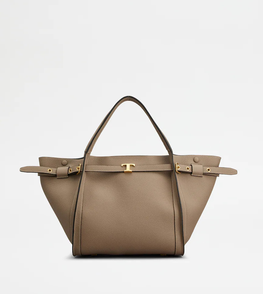 T Signature Shopping Bag in Leather Small | Tods