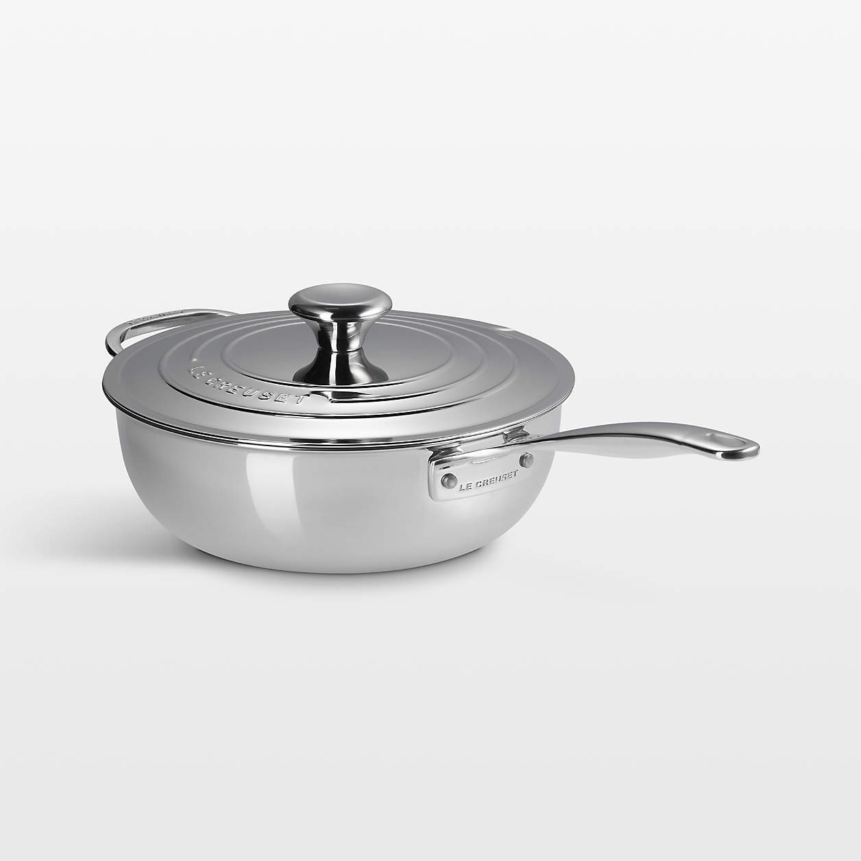 Le Creuset Signature Stainless Steel 3.5-Qt. Saucier Pan with Lid + Reviews | Crate & Barrel | Crate & Barrel