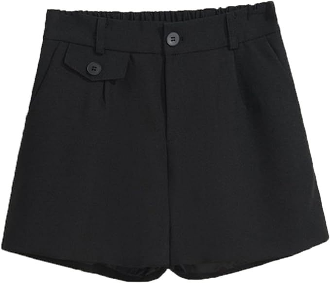 Women Summer High Waist Casual Shorts Elastic Waist Loose Short Pants | Amazon (US)