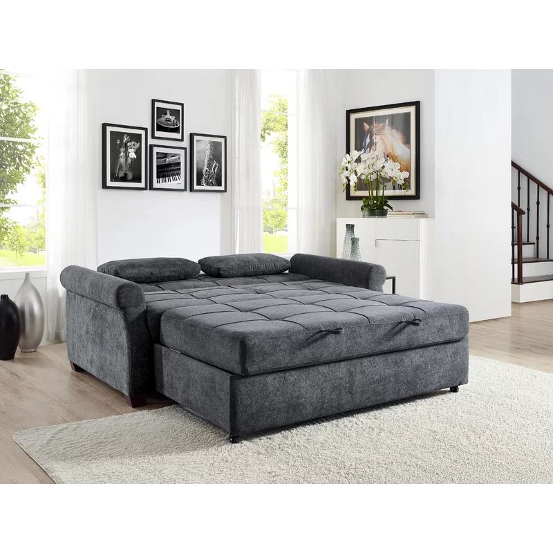 Sabrina Microfiber 72.6" Rolled Arm Sofa Bed | Wayfair North America