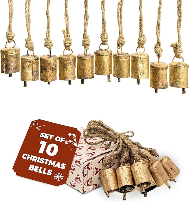 AKATVA Gold Christmas Ornaments Set – Vintage Decor for Tree – Gold Bells – Christmas Tree ... | Amazon (US)