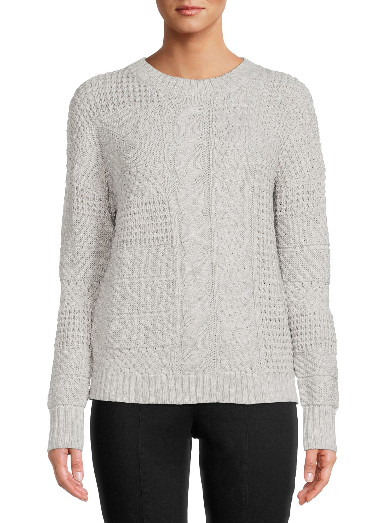 Time and Tru Women's Mix Stitch Sweater - Walmart.com | Walmart (US)