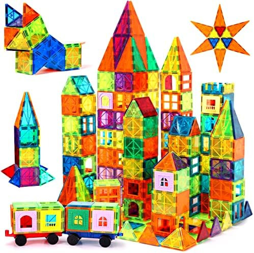 OugerToy Magnetic Building Tiles for Kids,Educational Magnetic Stacking Blocks for Boys Girls, Ma... | Amazon (US)