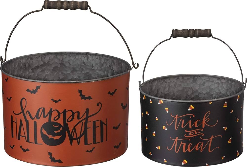Primitives by Kathy Halloween Metal Buckets, Set of 2, Trick or Treat | Amazon (US)
