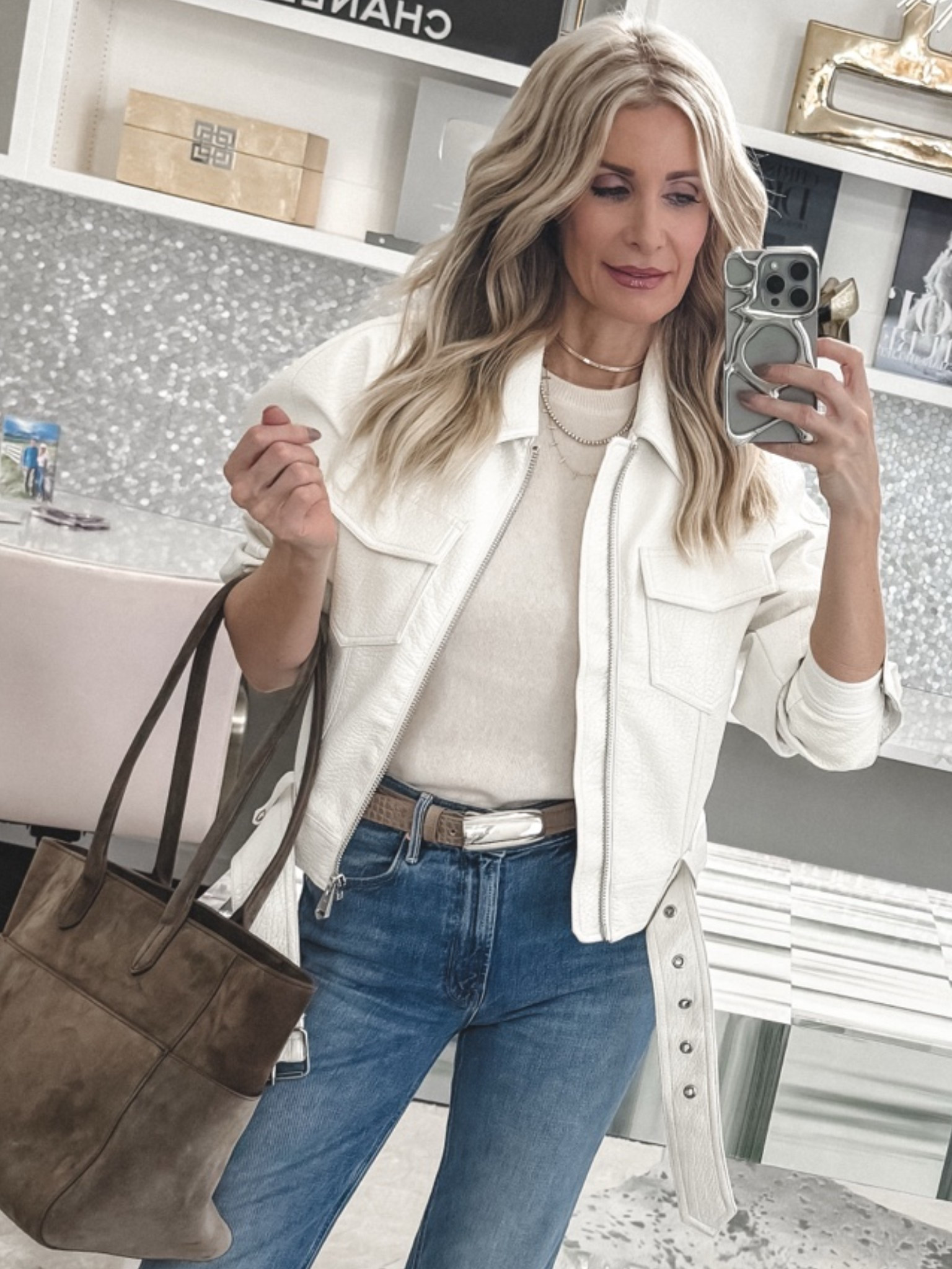 White leather jackets are such a chic closet staple, and this Cinq à Sept Saffira zip jacket is on major sale for 40% off ✨ Love the cropped fit, luxe hardware, and polished look with denim. Wearing an XS. #WhiteJacket #LeatherJacket 
 

 

#LTKSaleAlert #LTKootd #LTKSeasonal #LTKOver40