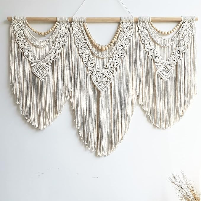 guzhiou large macrame wall hanging - Boho Tapestry Macrame Wall Decor Art- Chic Bohemian Handmade... | Amazon (US)
