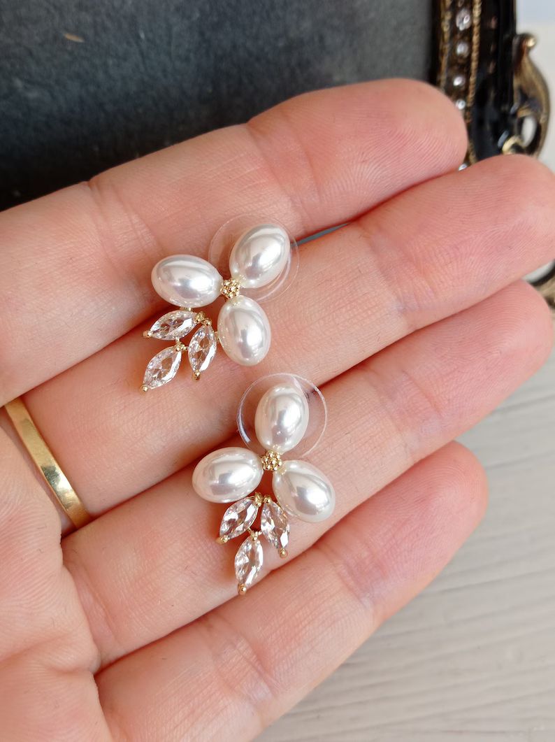Pearl Wedding Earrings for Brides, Pearl Bridal Earrings, Pearl Wedding Jewelry for Brides, Pearl... | Etsy (US)