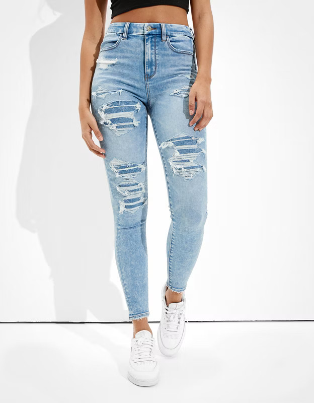 AE Forever Soft Patched Super High-Waisted Jegging | American Eagle Outfitters (US & CA)