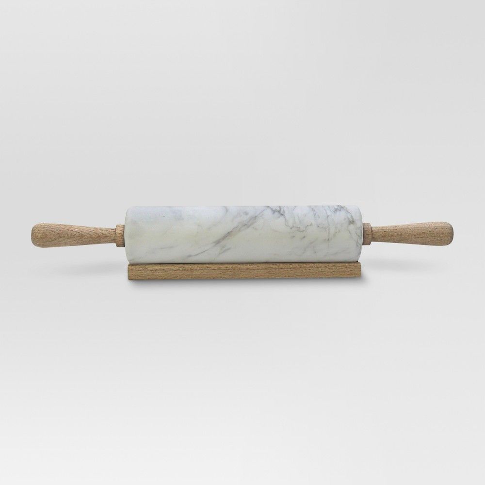 Marble Rolling Pin with Wood Handles - Threshold , White | Target