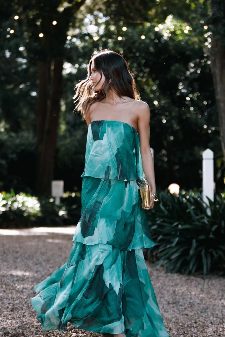 Bloom Strapless Maxi Dress - Green Floral | Petal & Pup (US)