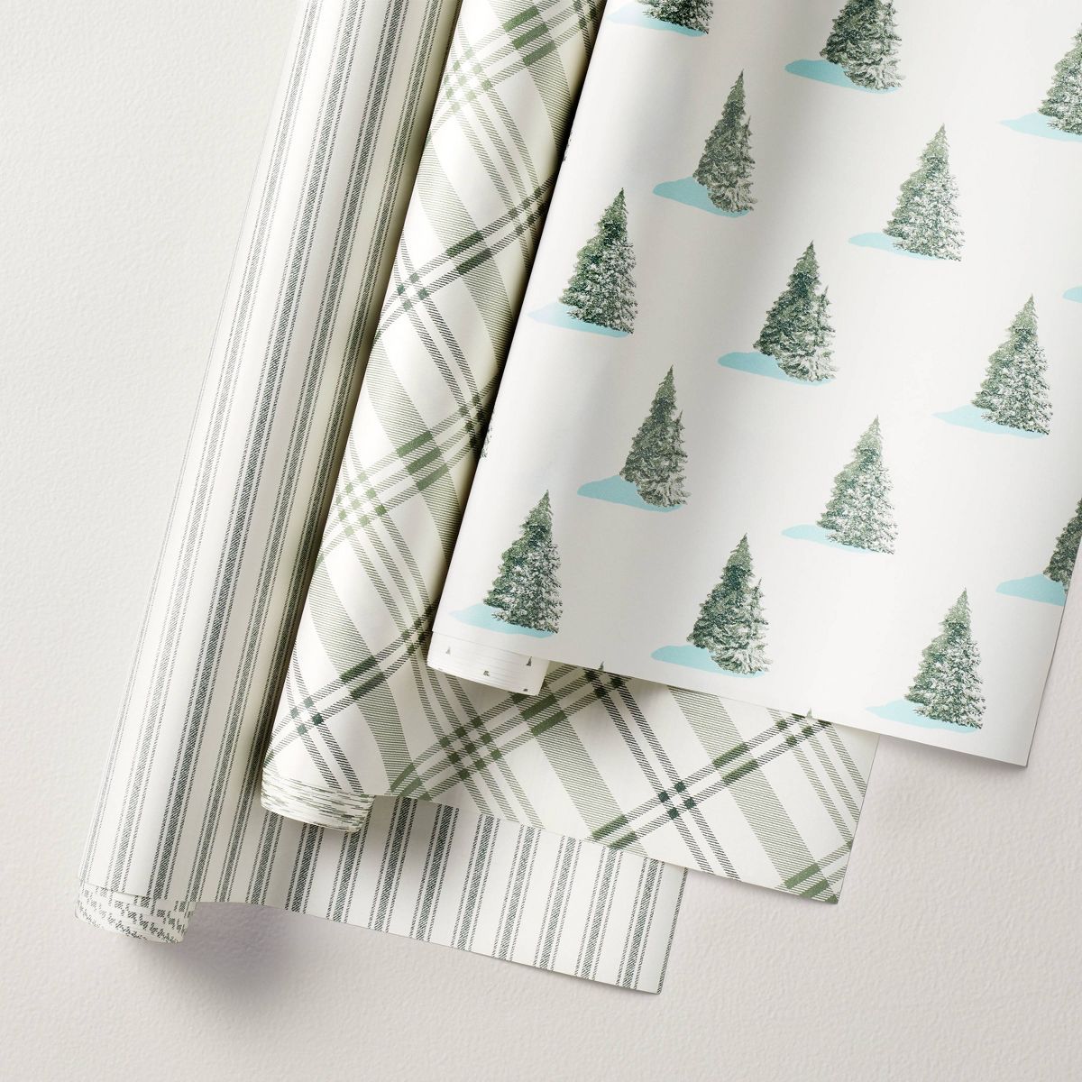 90 sq ft Assorted Patterns Christmas Gift Wrap Green/Cream (Set of 3) - Hearth & Hand™ with Mag... | Target