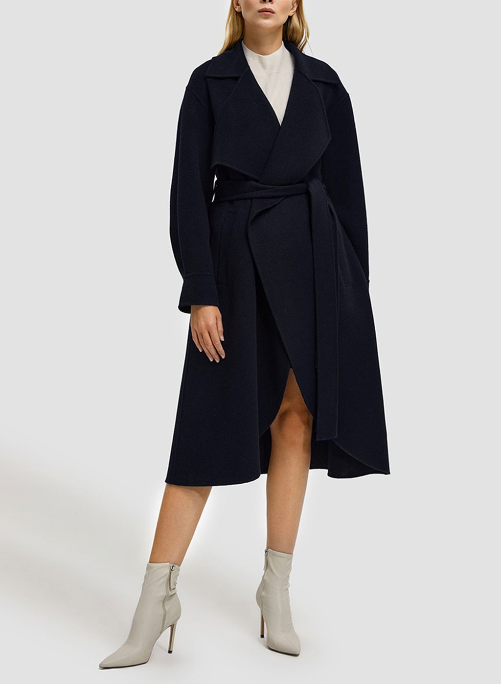 Statement Lapel Wrap Cashmere Coat | Silk Maison