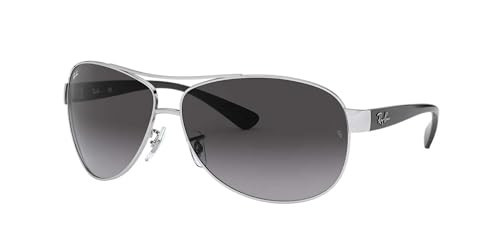 Ray-Ban Mens RB3386 Aviator Sunglasses, Silver/Light Grey Gradient Dark Grey, 63 mm | Amazon (US)