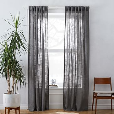 Crossweave Curtain - Charcoal | West Elm (US)