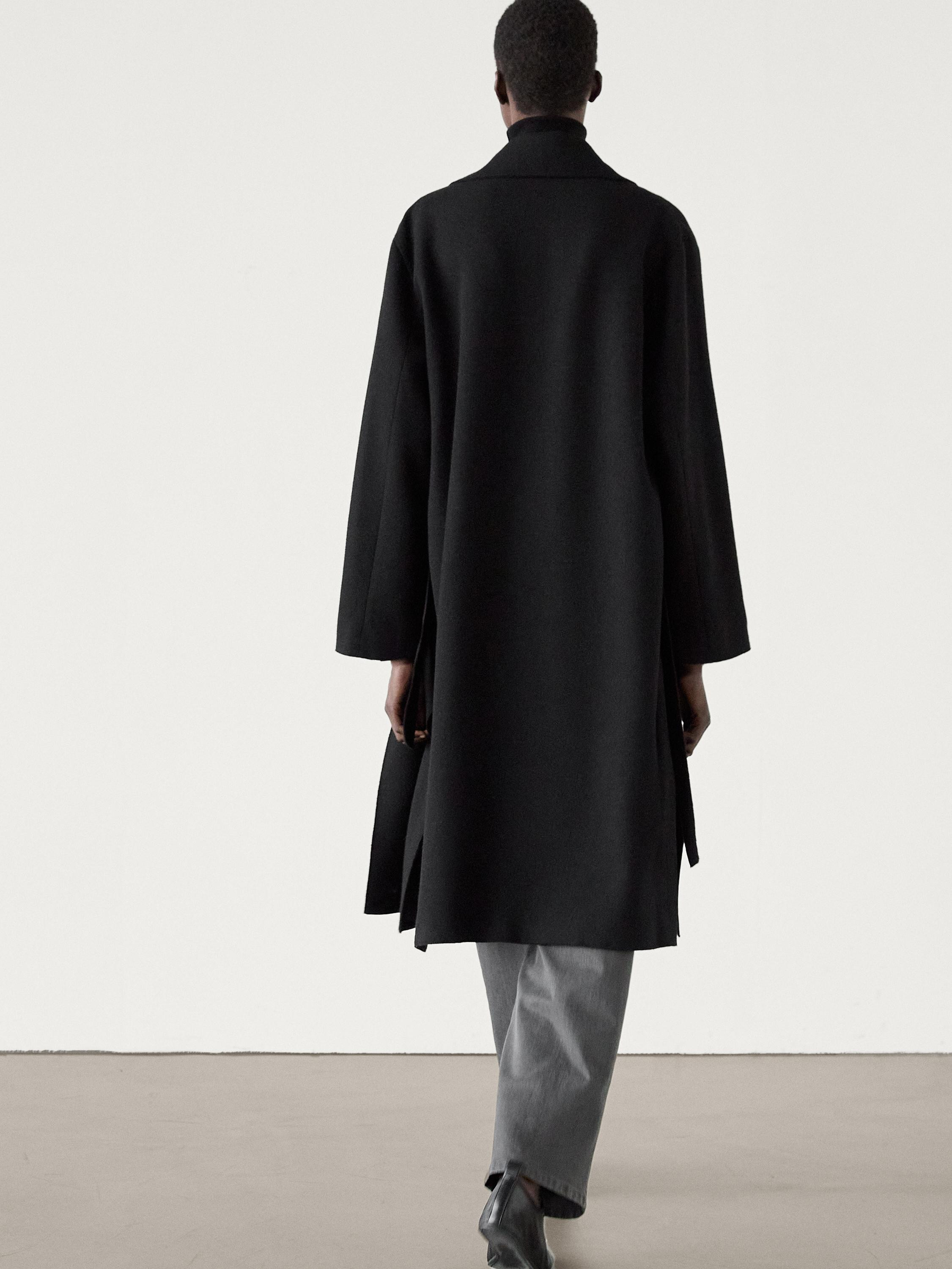 Long 100% wool coat with belt | Massimo Dutti US